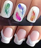 WATER NAIL TRANSFERS DECALS STICKERS ART SET #625 & 172. **plus x48 nail tip guides!!** x20 MULTI COLORED FEATHERS TATTOO WRAPS & x48 FRENCH MANICURE TIP GUIDES! CAN BE USED WITH NATURAL GEL ACRYLIC STICK ON NAILS! OR WITH GLITTER DUST CAVIAR BEADS ALLOYS DECORATIONS CONFETTI FIMO SHAPES TAPE PENS RHINESTONES!