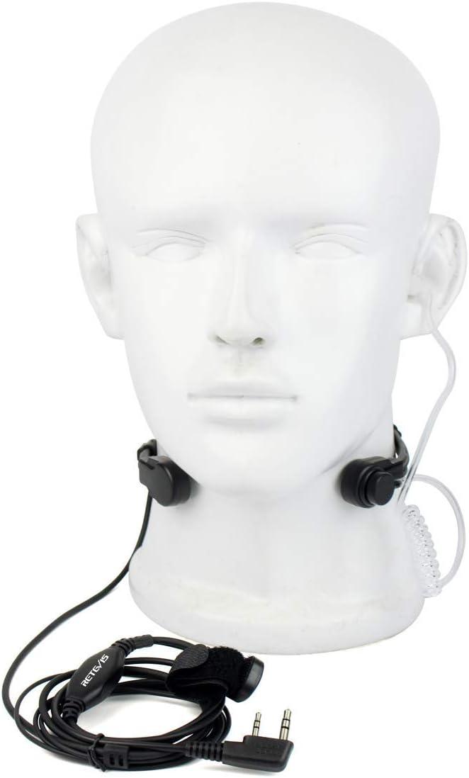 Retevis Walkie Talkie Throat Mic 2 Pin Headset Retractable Throat Mic Earpiece Compatible with 2 Way Radio RT24 RT27 RT622 Baofeng UV5R Kenwood Covert Acoustic Tube Earpiece for Hunting(1 Pcs) - Image 3