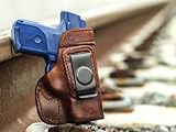 OUTBAGS LOB2S-SRC Brown Genuine Leather IWB Conceal Carry Gun Holster for Ruger SR9c 9mm & SR40c .40S&W. Handcrafted in USA.