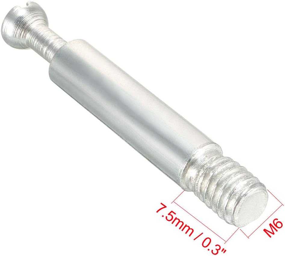 sourcing map Furniture Connecting Fitting M6 Thread Bolts Dowels Screws 5 Pcs, Silver Tone, M6 x 40mm - Image 4