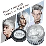 Temporary Silver Grey Hair Color Wax, Y.F.M Men Temporary Disposable Hair Mud Cream, Fresh and Natural Hairstyle Wax, Hairstyle Pomades for Party, Cosplay, Nightclub, Masquerade, Halloween 4.23.oz