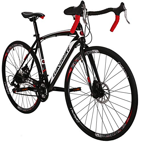 Road Bike LZ-550 Steel Bicycle disc Brake 21 Speed Road Bike Black/White 49cm