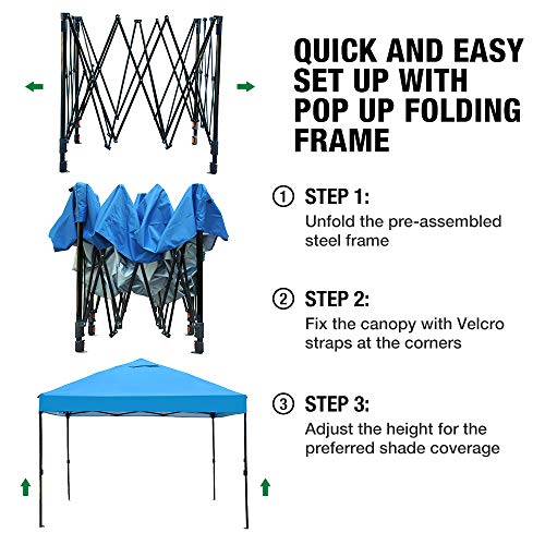 kdgarden Ez Pop Up Canopy Tent Outdoor Commercial Instant Shelter with Roller Carry Bag, 10 by 10 Feet, Navy Blue