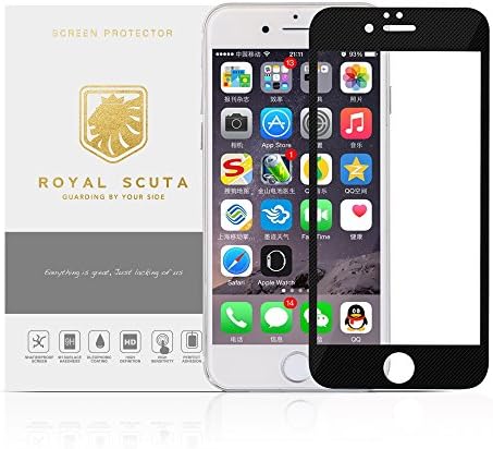 Royal Scuta Nano Coating Tempered Glass Screen Protector for iPhone 6/6S &amp; 6/6S Plus Screen Protectors (Black Grind Arenaceous Border for iPhone 6/6S)