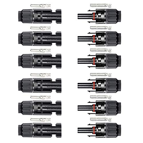 BougeRV 6PCS MC4 Solar Panel Cable Connectors 6 Pairs MC4 Male/Female