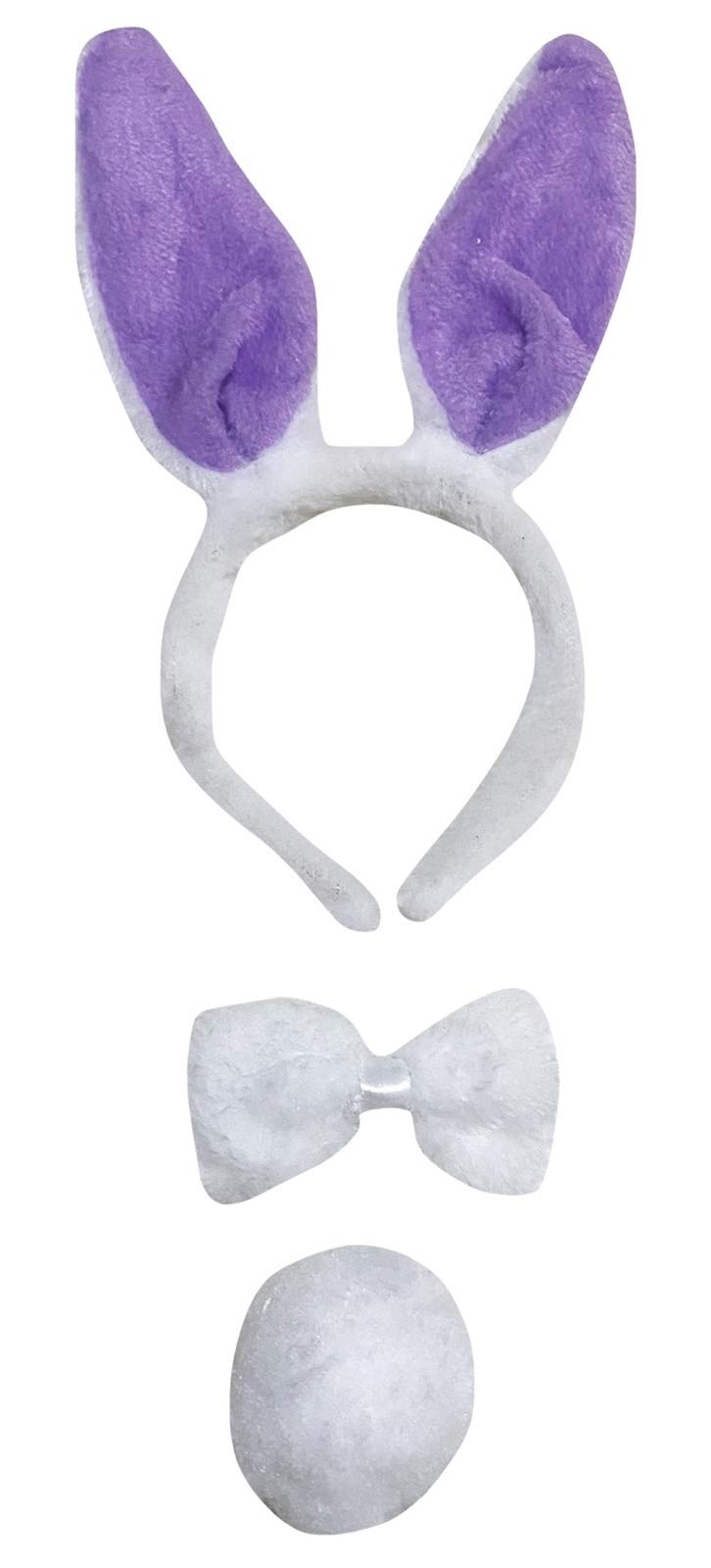 Petitebelle Bunny Ear Headband Bowtie Tail 3pc Costume (Purple, One Size)