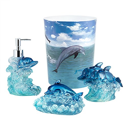 Allure Home Creation Bathroom Accessory Set Dolphin 4pc Bathroom Set Including 1 Lotion Pump