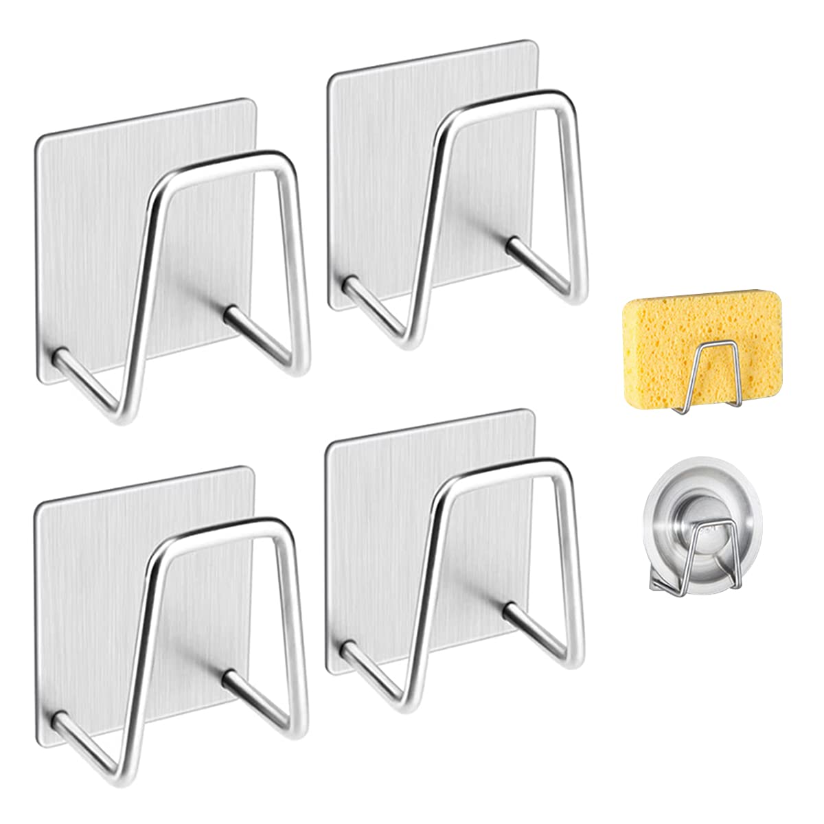 Photo 1 of LEFTSTARER 4 Pack Sink Sponge Holder for Kitchen Sink Premium SUS304 Stainless Steel Rustproof Waterproof Quick Drying Small Strong Adhesive Sponge Holder (2)