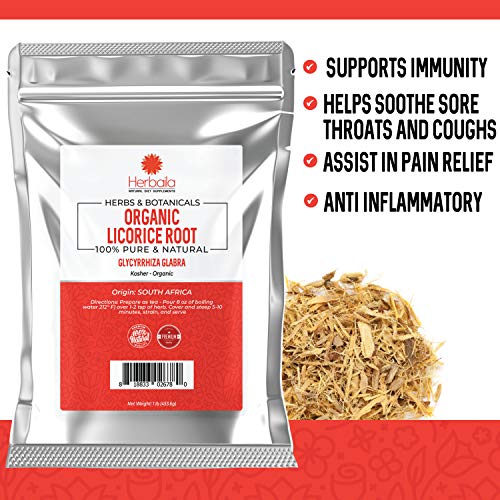 image for Herbaila Licorice Root Tea 1Lb (Supports Digestive Health) Loose Cut a