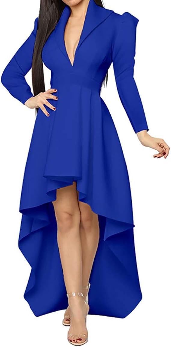 womens ruffle high low asymmetrical short sleeve bodycon tops blouse shirt dress