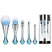 Lollipop Makeup Brushes Set, Silky Select 5pcs Professional Tiny Face Brush with Holder for Cosmetics Eye Shadow Lip Contour Foundation Brushes in Portable Travel Case for Easy Hang and Dry-Blue