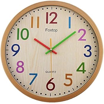 Amazon Com Foxtop Silent Non Ticking Kids Wall Clock 12 Inch