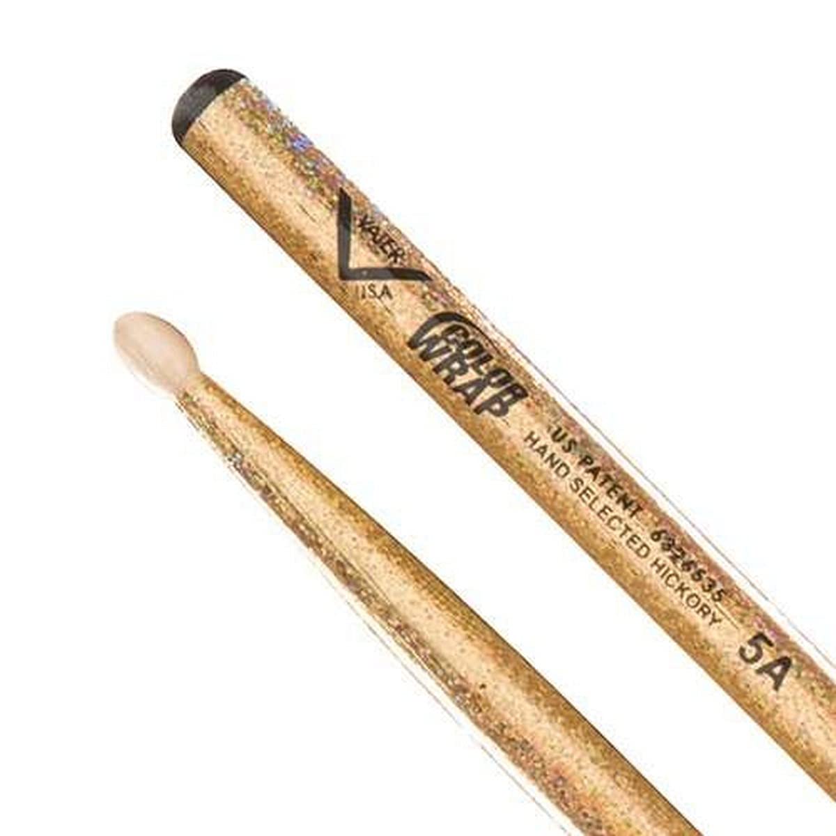 Vater Drumsticks VCG5AN - Los Angeles 5A Colour Wrap - Gold Sparkle - Oval Nylon Tip