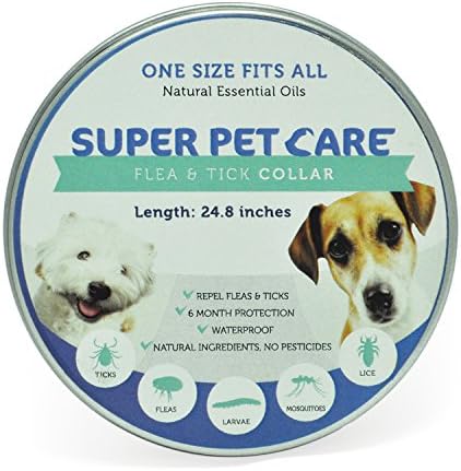 Flea and Tick Repellent Collar for all sizes of Dogs and Cats, Natural Essential Oils, 6 Month Protection,One Size Fits All, 25" inches long By Super Pet Care (24)