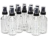Vivaplex, 12, Clear, 2 oz Glass Bottles, with Black Fine Mist Sprayers