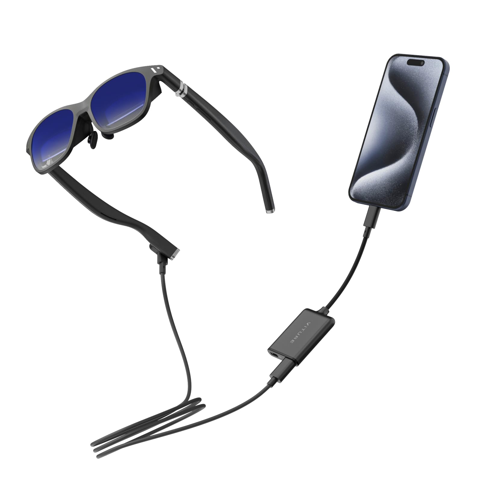 VITURE One for USB-C iPhone Pack: XR Glasses & USB- C XR Charging Adapter: Seamless Support on Spatial Video, Multi-Screen, Enhanced 3DoF, 1-Click 3D, VR Video, Fits iPhone 16/15, Charge and Play