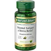 Nature's Bounty Mental Fatigue and Stress Relief, Rhodiola Supplement, 400 mg, Capsules, 30 Count