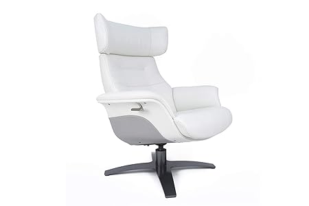 Sirius Fauteuil De Relaxation Manuel Cuir Blanc Et Gris