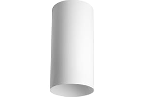 Progress Lighting 6-Inch Cylinder LED Outdoor Ceiling Light, 1-Light Modern Flush Mount Ceiling Light Fixture, Interior and Exterior Lighting for Home or Porch, Aluminum, White (P5741-30/30K)