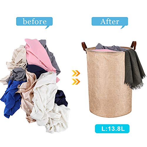 Mebbay 3 Pack Round Laundry Basket, Collapsible Laundry Hamper with Handles, Foldable Waterproof Cotton Linen Storage Basket for Clothes, Baby Nursery, 3 Different Size (18, 24 and 30 Inches) - Thumbnail 2