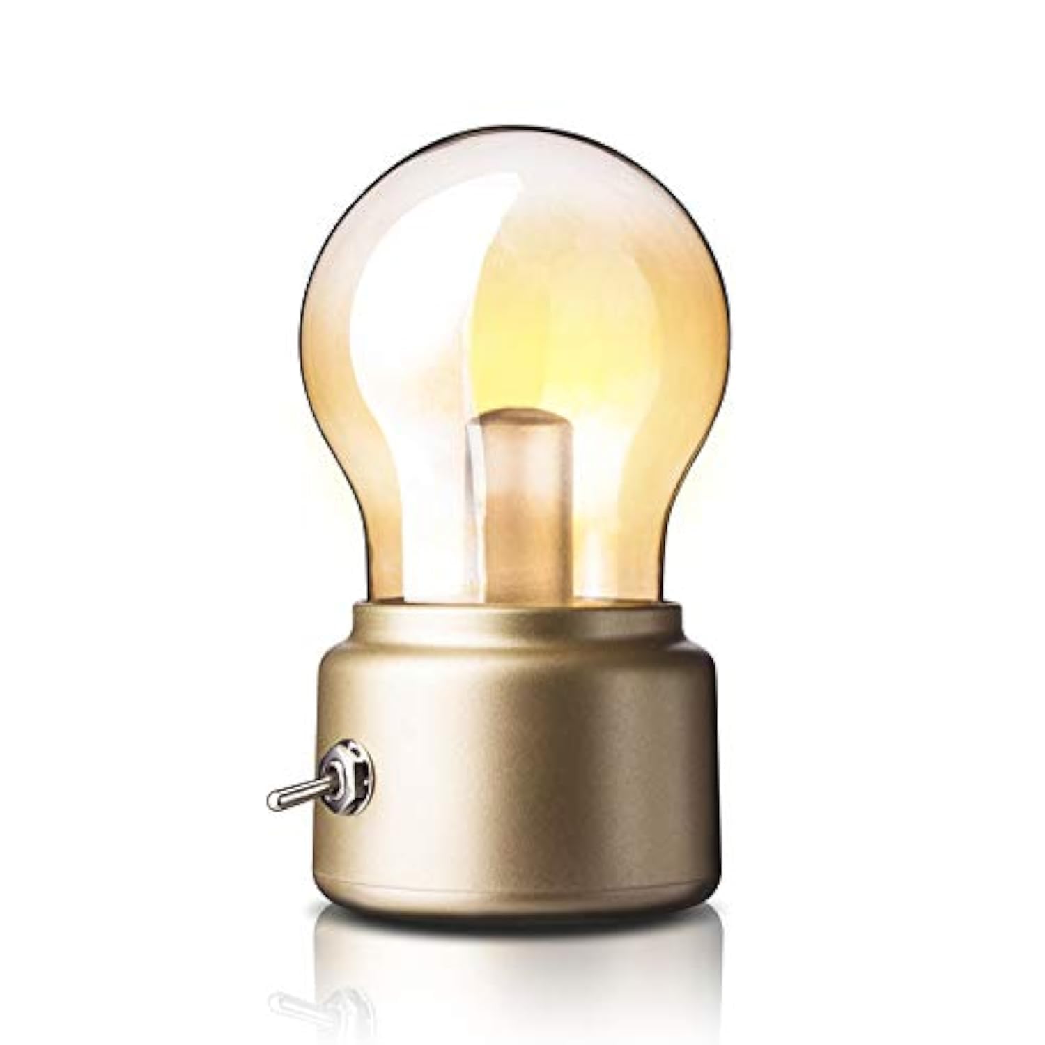 Portable LED Vintage Light Bulb Rechargeable Night Light USB Charging Table Lamp for Home Desk Table Travel (Gold)