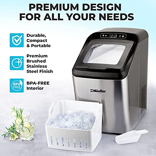 Mueller Nugget Ice Maker Machine, Quietest HeavyDuty Countertop Ice