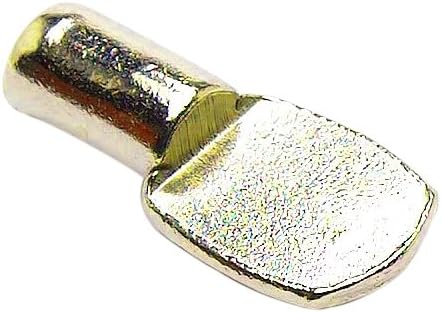 Merriway BH03123 (12 Pcs) EB Metal Push-In Shelf Support 5mm Brass Plated - Pack of 12 Pieces