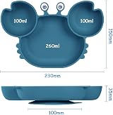 Vicloon Baby Suction Plate Dark Blue Silicone Non Slip Divided Plate view 2