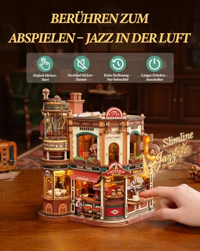 ROKR 3D Wooden Puzzle Adult Dream Coffee Factory, Model Kits DIY Gifts for Adults and Teenagers