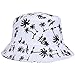 Voberry Fashionable Unisex Men Womens Summer Satin Lined Printed Cotton Flat Bucket Hat (White)