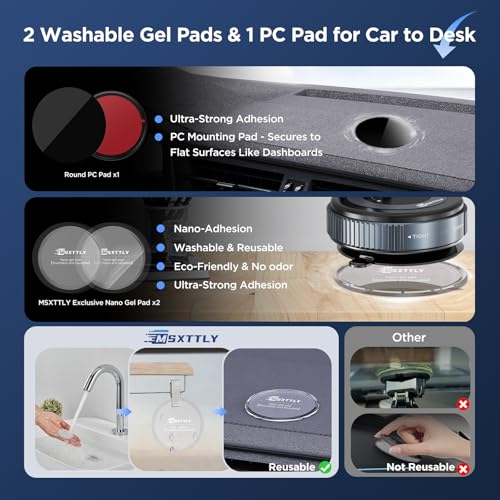 MSXTTLY Car Phone Holder for MagSafe iPhone and Non-MagSafe Android Devices, Magnetic Mount, Vacuum Suction Cup, N55 Magnets, 360 Rotatable Arm for Windshield, Smooth/Textured Surfaces, Vmag-S1 Black