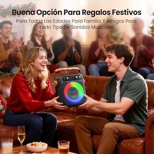 JYX Karaoke with 2 wireless microphones: Portable Bluetooth 5.3 Karaoke Speaker, PA System for Families with Subwoofer, Support Rec/AUX/USB/TF, Available as a Gift Adults and Children