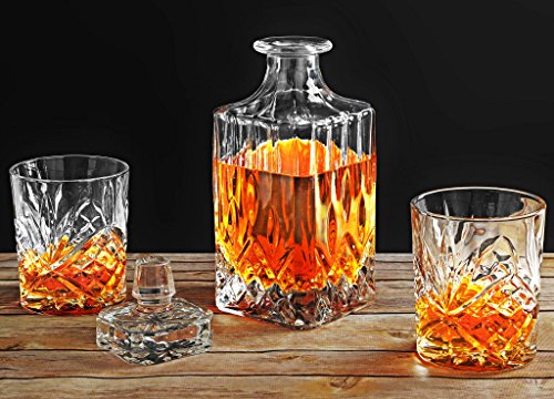 James Scott Crystal Liquor Decanter with Stopper-Whiskey Decanter for Wine, Bourbon, Brandy, and Liquor 650ml- Perfect Gift!