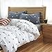 VM VOUGEMARKET White Duvet Cover Sets Queen,Gray Square Printed Duvet Cover with 2 Pillow Shams - Hotel Quality 100% Cotton - Luxurious,Comfortable and Breathable (Queen, Style 2)