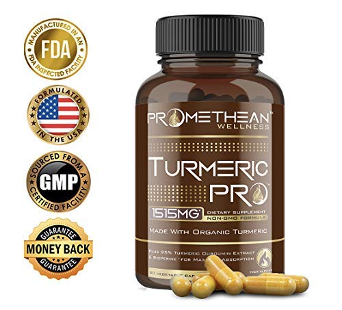 Turmeric PRO Super Strength 95% Curcuminoids Organic Turmeric Curcumin with BioPerine 90 Veggie Capsules Joint Pain Relief Anti-Inflammatory Antioxidant Anti-Aging Black Pepper Extract for Absorption
