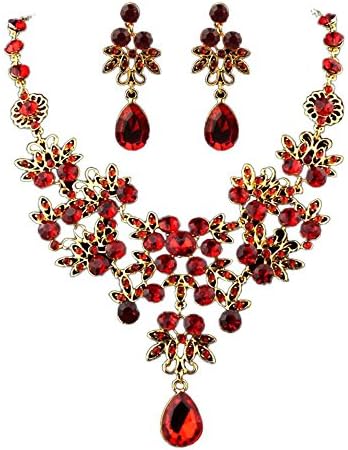 LLguz Women Unique Charm Prom Fashion Elegant Jewelry Crystal Rhinestone Necklace+Earring Set