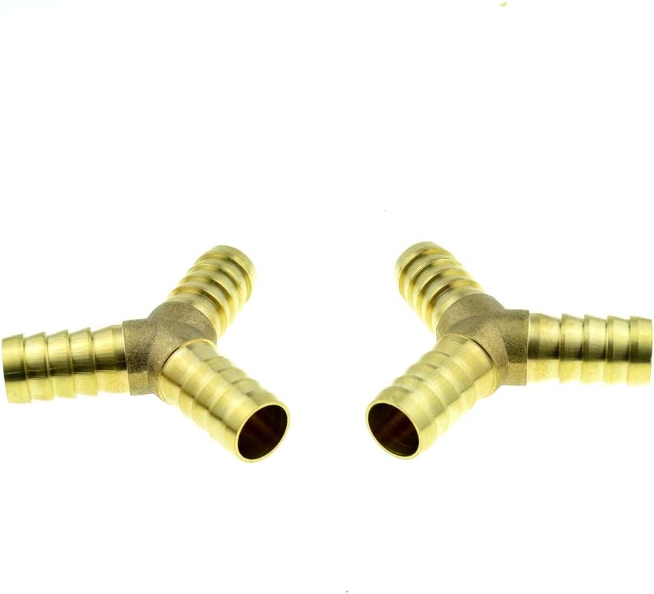 VEDA 2 Pecs 8mm Brass 3 Way Air Gas Y Shaped Hose Barb Connector