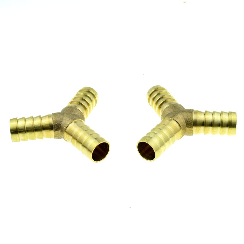 VEDA 2 Pecs 12mm Brass 3 Way Air Gas Y Shaped Hose Barb Connector