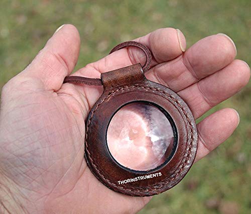 Nautical Magnifying Lens with Leather Holder Leather Rimmed Magnifying Glass Lens Necklace Rustic Vintage Home Decor Gifts