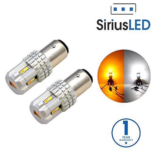 SiriusLED Ultra Compact Extremely Bright 2835 Chip Full Aluminum Dual Color White Yellow Switchback LED Fog DRL Turn Signal Tail Light Bulb Size 1157 2057 Pack of 2