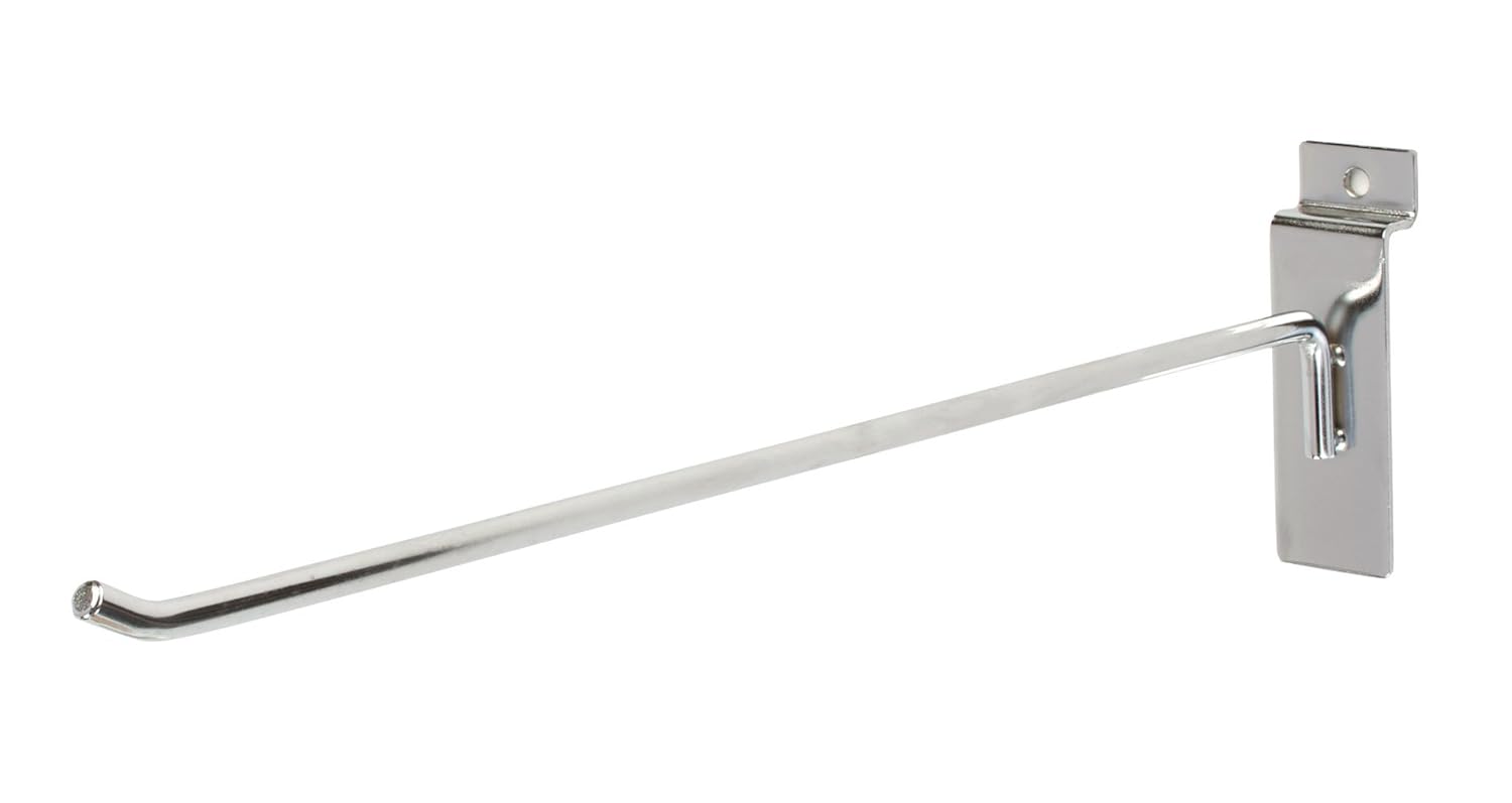 12" Slatwall Hooks Chrome Pack of 25 Industrial