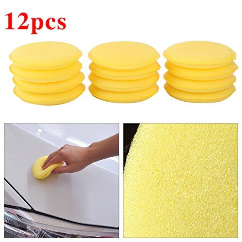 Click Here to See More Images VORCOOL 12pcs Yellow Waxing Polish Wax Foam Sponge Applicator Pads Cars Vehicle Glass Clean