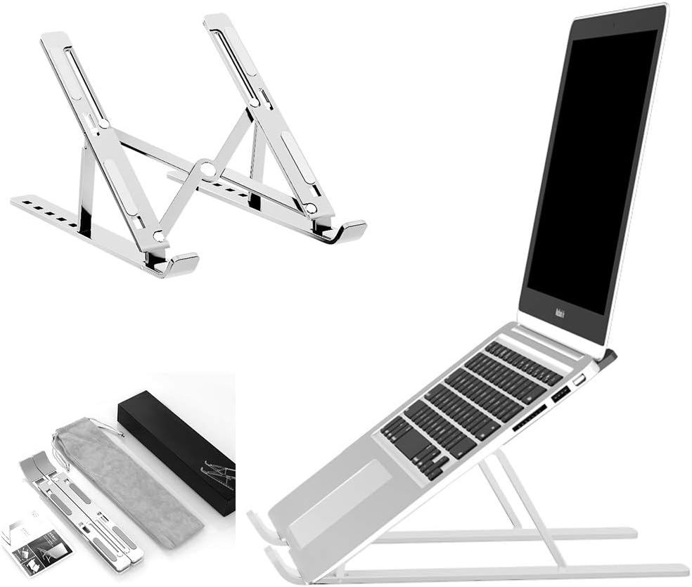 Foaynn Laptop Stand, Ergonomic Portable Foldable Laptop Stand for Desk Adjustable Aluminum Notebook Stand Laptop Holder Compatible with MacBook Air Pro, Dell XPS, HP, Lenovo More 10-15.6” Laptops