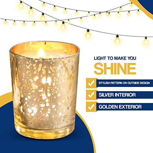 RFAQK Gold Votive Candle Holder with Metallic Plate and Candle Snuffer