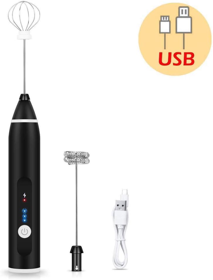 JIAM Egg Beater, Rechargeable Electric Egg Beater Mixer, Automatic Egg Beater, Whipped Cream And Milk Mixer, 3 Speed Adjustable (A)