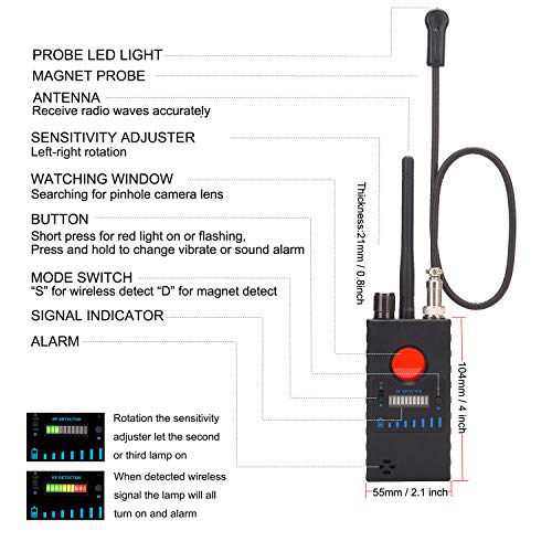 Anti Spy Camera Bug RF Signal Detector,Wireless Hidden Camera GPS