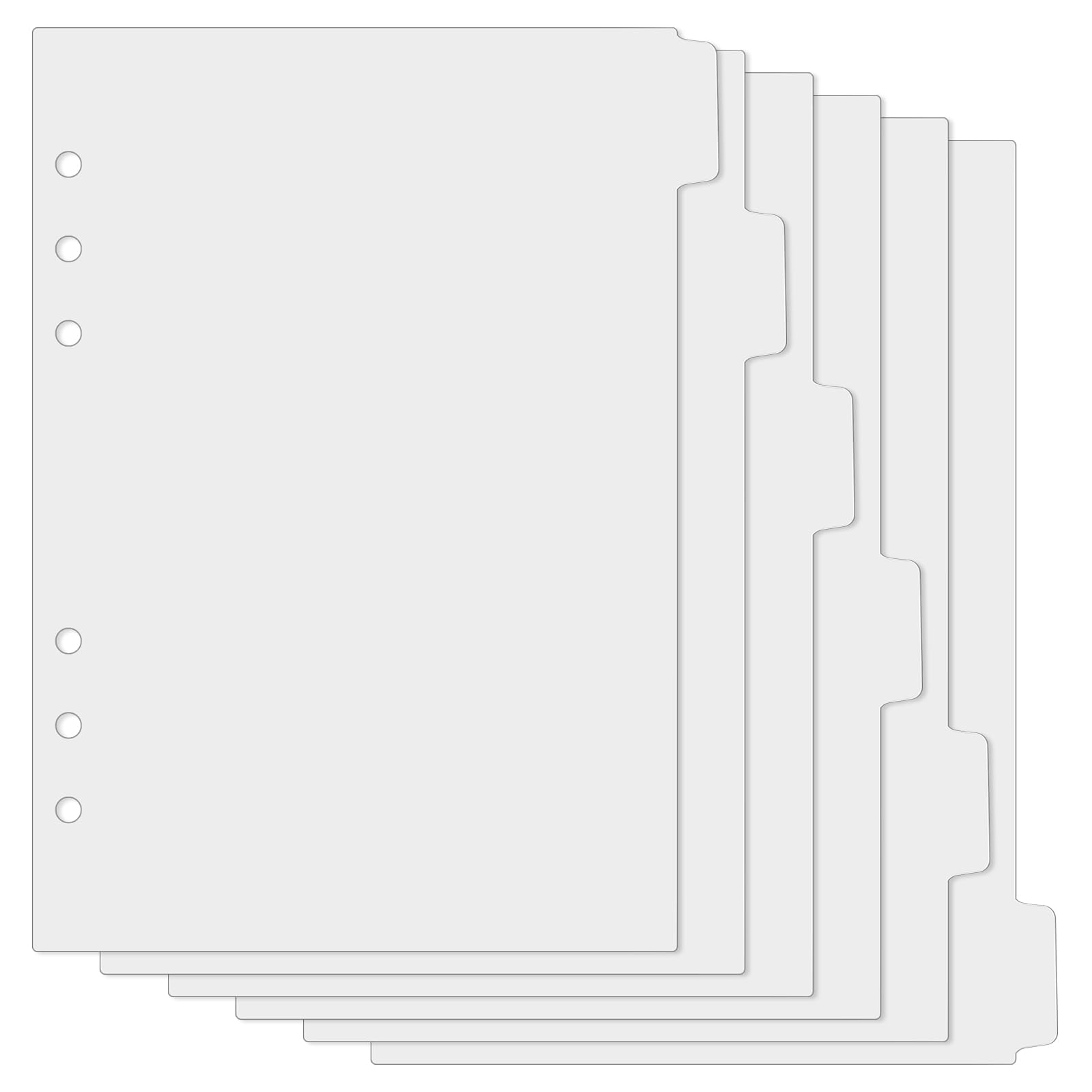 Jeffdad 6-Ring Binder Plastic Divider Set, 6 Tab Binder Dividers A5 Insertable Binder Dividers Suitable for Notebooks and Binders(Clear)