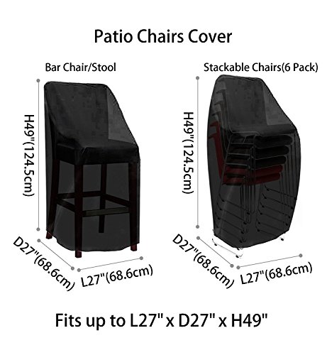 4 Set Outdoor Patio furniture Cover, Bar Chair/Stool Cover, Stackable Chairs Cover(4 Pack with Lock Hole)