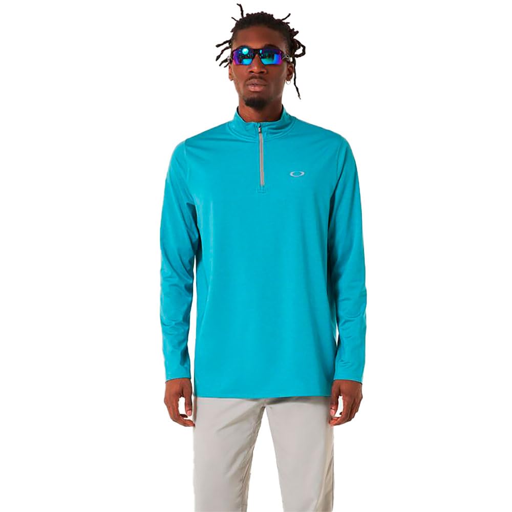 Oakley Mens Gravity Range Quarter Zip, Dark Pacific Heather, XX-Large