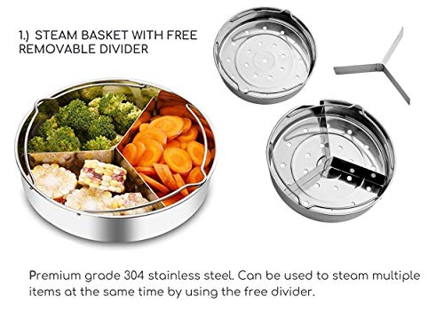Premium Instant Pot Accessories Set – 7 Pieces Value Pack – Fits 5, 6, 8 QT InstantPot. Steamer Basket, Springform Pan, Egg Rack, Silicone Egg Bites Mold, Bowl Clip, Tong and Silicone Gloves